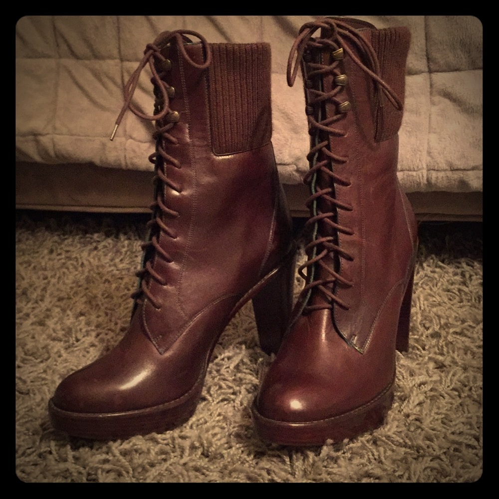 Cole Haan, Lace up high heel Winter Boots.